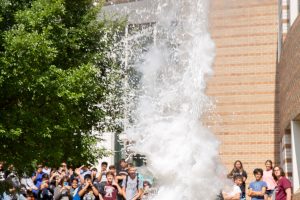 Barrel depth charge blast from under water